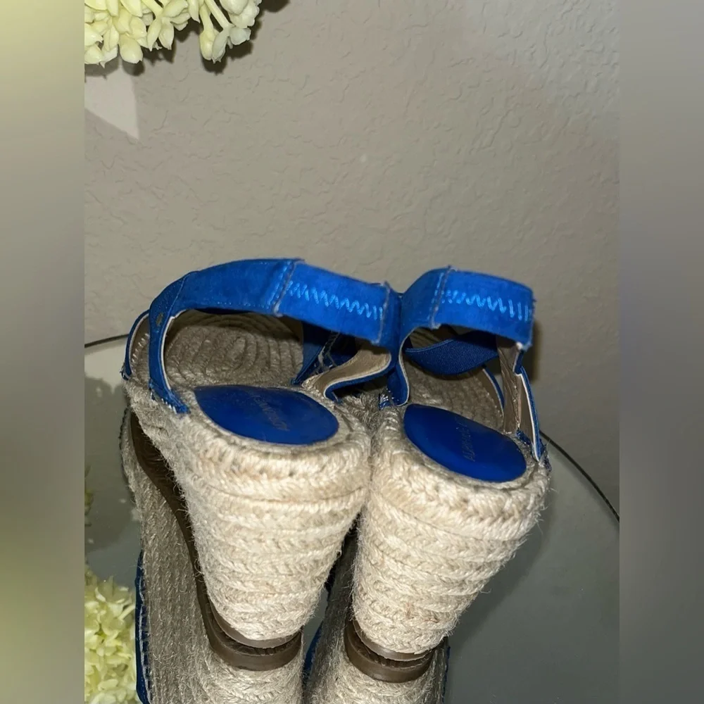 Adrienne Vittadini Crete Espadrille Sling Back Wedge Sandals Blue Women's